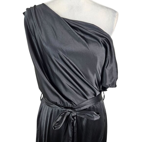 Grace Karin Womens One Shoulder Wrap Satin Cocktail Party Dress Size Large Sexy - Picture 7 of 12